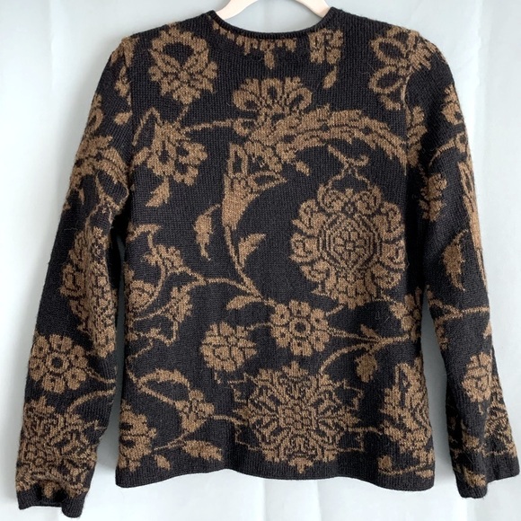 Peruvian Connection Alpaca Floral Zip-Up Lined Cardigan Jacket Sz S - Picture 10 of 10